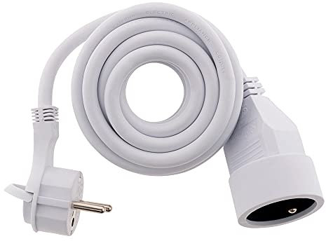 Zenitech Prolongateur 16A 2P+T HO5VV F 3G1,5 Blanc 3m avec fiche extraplate