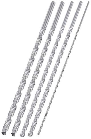 NEIKO 10047A Extra Long Drill Bit Set | 5-Piece | M2 HSS Steel | 12-Inch Length | 1/8, 3/16, 1/4, 5/16, and 3/8-Inch