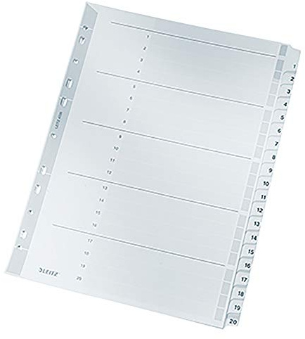 Leitz Kartonregister 1-20, A4, Karton, 20 Blatt, grau, 43260000