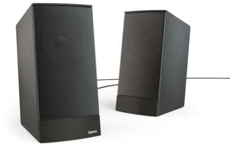 Hama Sonic LS-208 - Altoparlanti per computer, sistema stereo 2.0, altoparlanti alimentati tramite USB, connessione jack da 3,5 mm, colore: nero