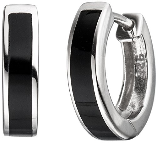 Jobo Damen-Creolen aus 925 Sterling Silber mit 2 Onyx-Imitationen