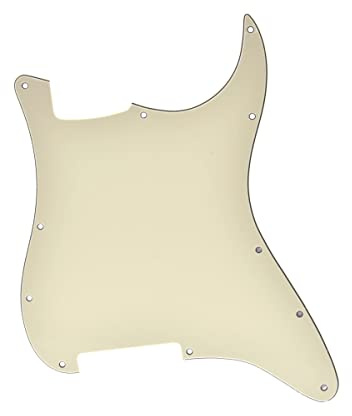 KAISH 11 Loch Strat Blank Pickguard ST Blank Scratch Plate Keine Tonabnehmerlöcher für USA/Mexiko Stratocaster/Strat Aged White 3-lagig