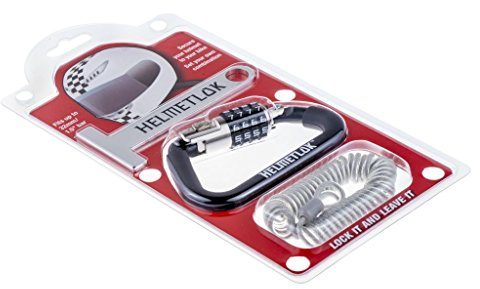 HELMETLOK Combination Carabiner Helmet Lock Fits up to 1.5 Tubing/Handlebars with T-bar & Steel Cable