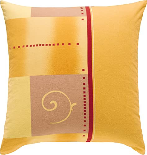 Erwin Müller Zusatz-Kissenbezug, Kissenhülle Single-Jersey Ocker-gelb-rot Größe 80x80 cm - 100% Baumwolle, pflegeleicht, bügelleicht, mit praktischem Reißverschluss - Ocker-gelb-rot