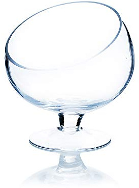 WGV Slant Cut Bowl Glass Vase with Stand, Width 8.25, Height 8.75, Clear Planter Terrarium, Candy Dish, Fruit Jar for Wedding Party Event, Home Office Decor, 1 Piece