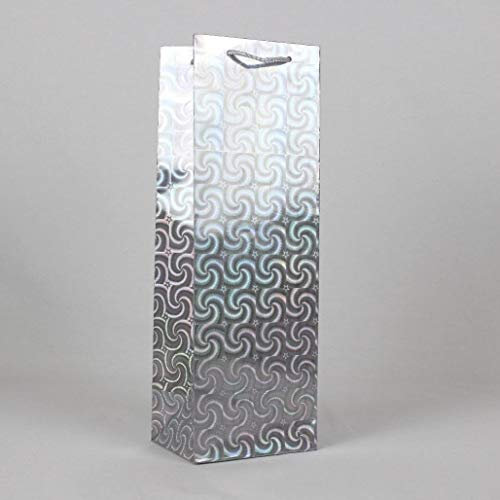 12 Holographic Gift Wine Bottle Bags to Choose (Silver)