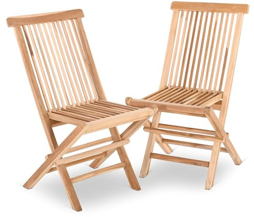 Raburg Gartenstuhl 2er-Set, klappbar, Teakholz-Klappstuhl massiv in Natur, wetterfest, platzsparend & pflegeleicht für Garten, Terrasse & Balkon, Anja