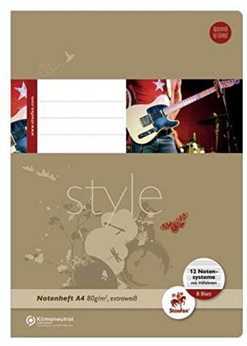 Ursus Basic 040408022 Musikheft A4 8 Blatt 80g/qm 12 Notensysteme + Hilfslinien