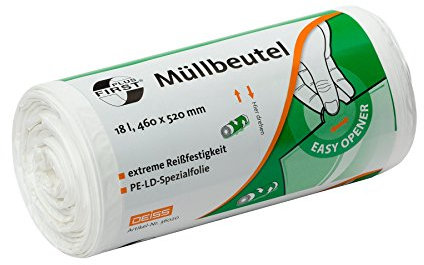 Müllbeutel DEISS FIRST PLUS weiß 18 L, 50 Stück