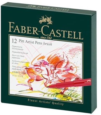 Faber-Castell 167146 - Tuschestift Pitt Artist Pen B, Atelierbox 12er