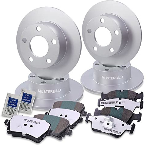 BESTPRICE Juego de frenos incl. discos de freno delanteros Ø 283 mm + traseros Ø 268 mm + pastillas de freno delanteras y traseras, compatible con PEUGEOT 407 (6D_), 407 Coupé (6C_), 407 SW (6E_)