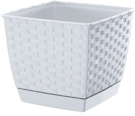 Prosper plast drlk190-s449 19 x 19 x 15,9 cm ratolla fyrkantig blomkruka – vit