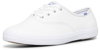 Keds Womens Champion Leather Lace Up Sneaker, White Leather, 8 US