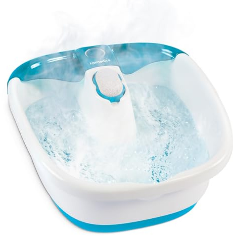 Homedics Bubble Mate Foot Spa, Toe Touch Controlled Foot Bath with Invigorating Bubbles and Splash Proof, Raised Massage Nodes and Removable Pumice Stone