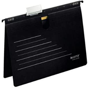 Leitz 19243095 Hängehefter Alpha Active, kaufmännische Heftung, Colorspankarton, schwarz, 5 stück