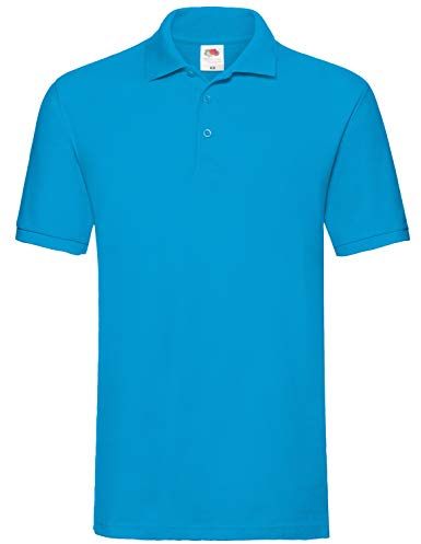 Fruit of the Loom Men's Premium Short Sleeve Polo Shirt, Azure, X-Large