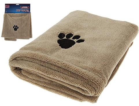 Luxurious Beige Microfibre Super Absorbent Pet Towel - 110cm x 71cm (1 Pc.) - Premium Quality Microfiber - Ideal for All Breeds