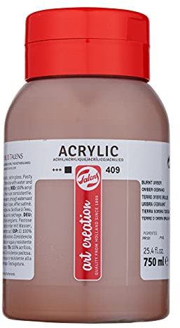 Talens Art Creation Acrylic Paint Jar - 750 ml Umbra gebrannt 409 - Opak, lichtecht +++, schnelltrocknend, seidenglänzend, vielseitig einsetzbar für verschiedene Untergründe