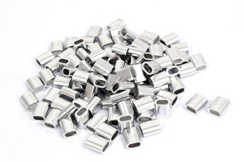 sourcing map 100 Stk M4 Oval Aluminium Hülsen Klemmen für 4mm Draht Seil Swage Clip de