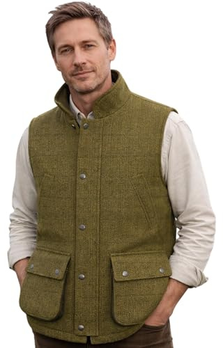 Game Technical Apparel Homme Jeu Léger Derby Tweed Chasse Tir Gilet - Vert Sauge, L