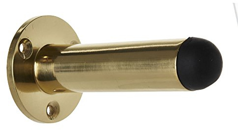 3 Door Stop Pillar Type 75MM 2 1/2 INCH Solid Polished Brass with Screws