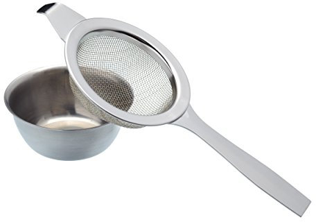 KitchenCraft Loose Tea Strainer with Long Handle and Stand, Stainless Steel, 14 cm