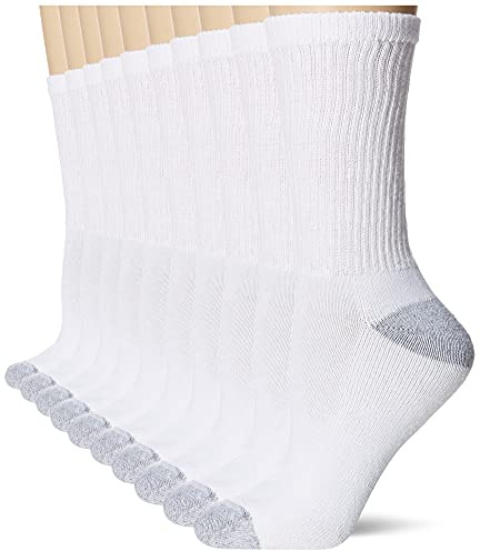 Hanes Womens Value Pack, Crew Soft Moisture-wicking Socks, Available 10 And 14-packs Fashion-liner-socks, White - 10 Pack, 8-12 US