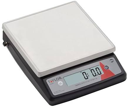 Taylor TE22FT 22-Pound Digital Portion Control Scale, Food Scale for Precise Weight Measuring and Portion Control, Tare and Hold Function, NSF, Stainless Steel Platform