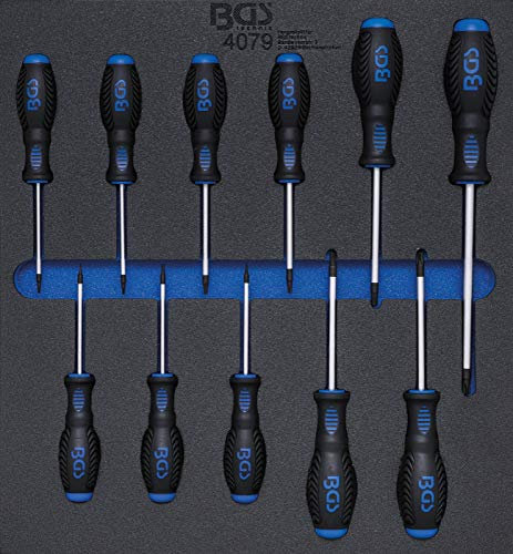BGS 4079 | Werkstattwageneinlage 2/3: Schraubendreher T-Profil (für Torx) | T6 - T40 | 11-tlg.