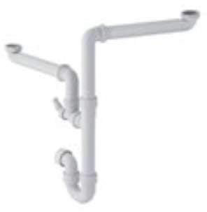 Geberit 152,958.11,1-Sifone per lavandino con doppia presa elettrica D800 mm