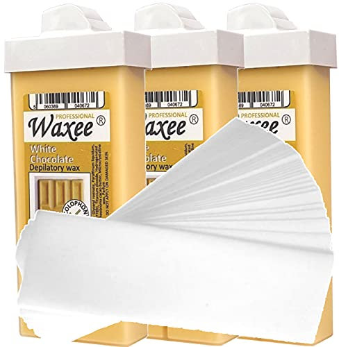 3 x 100ml roll on roller wax cartridge + 50 waxing strips Waxee