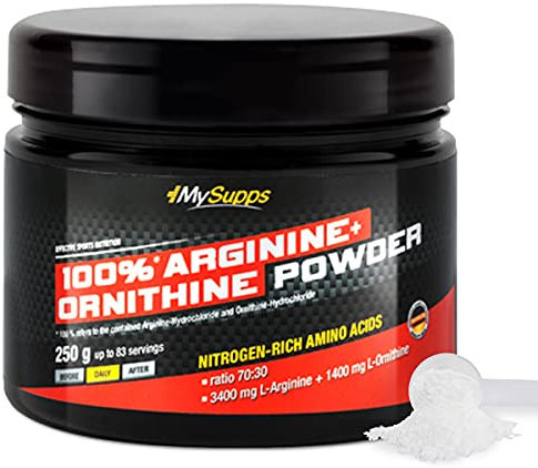 My Supps 100% L-Arginin + L-Ornithin Pulver (70/30) – vegan, unaromatisiert & gut löslich – ohne Zusätze – laborgeprüft – Alternative zu Kapseln - Made in Germany – Pre- & Post-Workout