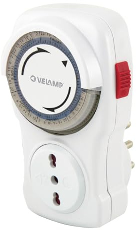 Velamp Timer Meccanico Settimanale da Presa - programmatore On/Off Giornaliero/Settimanale - Controllo Elettrico Elettrodomestici - Regolazione Automatica