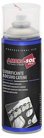 Ambro-Sol - G008 Lubrifiant Spray Adhésif pour Chaînes, Réduit l’Usure de la Chaîne, de la Couronne et du Pignon, Bombe En Fer Blanc 100% Recyclable à l’Infini de 400 ml