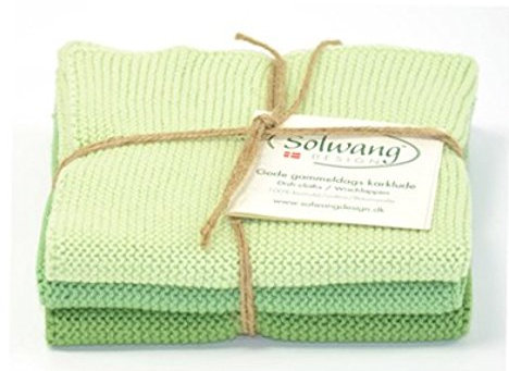 Solwang Putzlappen Staubig Pastell Grün Kombi gestrickt Wischlappen Baumwolle Wischtücher Edelstahl