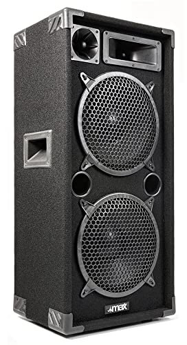 MAX MAX210 Dual 10 Passive DJ PA speaker, 1000W, Full-Range 3-way Bass Reflex Cabinet, Piezo Tweeter, Ferrite Magnet, 8 ohm, for Mobile DJs, Parties, PA, Karaoke, Discos