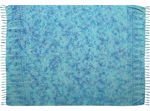 Wogeka Sarong – Ogenomskinlig luftig strandhandduk i blåa blommor för kvinnor och män som pareo omlottkjol cover up strandklänning wrap för stranden 91