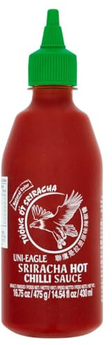 Uni-Eagle Chili Sauce Sriracha scharf – Hot Sauce mit Chilies & Knoblauch ohne Geschmacksverstärker – 1 x 475g