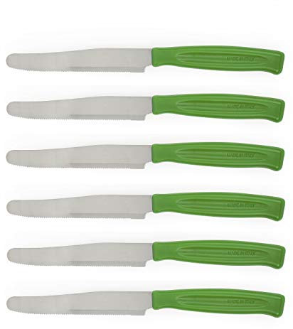 Excelsa Rainbow Set 6 Coltelli Da Tavola Seghettati, Acciaio Inox, Verde