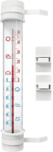 Browin 020800 Thermomètre d'extérieur sans mercure 27 cm de -50 à +50 °C - Installation facile sur plastique, aluminium et bois