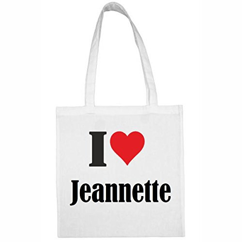 Reifen-Markt Tasche I Love Jeannette Größe 38x42 Farbe Weiss Druck Schwarz