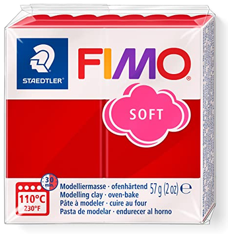 FIMO 8020-2 P mjuk modelleringsmassa, ugnsrtend, julröd, 57 g