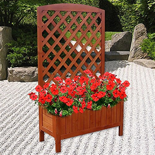 Melko Pflanzkasten mit Spalier Holz Rankhilfe Pflanzkübel mit Sichtschutz Rankgitter mit Blumenkasten