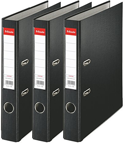 Esselte | Pack de 3 Classeurs à levier A4 | Dos 50mm | PP | 350 feuilles | Noir | 624298