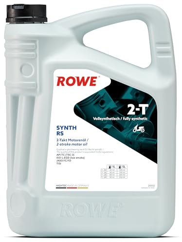ROWE HIGHTEC Synth RS 2-T, 5 Liter - vollsynthetisches Ultra-High-Performance 2-Takt- Motorenöl für Luft- und wassergekühlte Motoren, Art. Nr. 20032