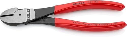 KNIPEX Kraft-Seitenschneider auf SB-Karte schwarz atramentiert mit Kunststoff überzogen 180 mm, 74 01 180 SB