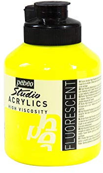 Pébéo - Acrylique Fine Studio Acrylics - Peinture Acrylique Jaune - Jaune Fluorescent - 500 ml