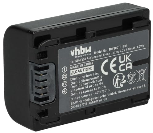 vhbw Akku kompatibel mit Sony FDR-AX33, DEV-50V, FDR-AX100E, FDR-AX43 Videokamera Camcorder (600 mAh, 7,2 V, Li-Ion) + Infochip