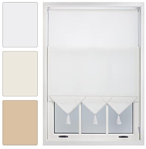 FURNISHED Roller Blinds with Triangle Edge and Metal Fittings, Made to Measure - White, 150W x 165H cm