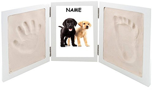 alles-meine.de GmbH Bastelset - Händeabdruck + Fußabdruck/Pfotenabdruck - incl. Name - z.B. für Katze und Hunde - mit Fotorahmen - für Tiere - Rahmen Abdruck - Kind Kinder Form..